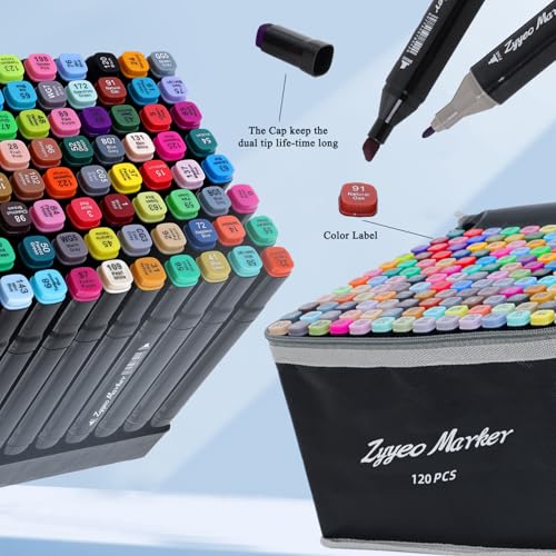 Alcohol Markers Sets,80 Colors Dual Tip Art Marker Pens with Portable Bag for Sketching,Drawing with Non-Blending,Coloring,Gifts for Artist, Adult.Christmas Gifts (Fine & Chisel Tip) - color: 80 Colors