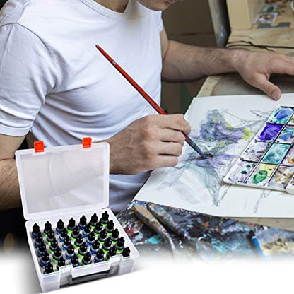 FULLCASE Alcohol Ink Storage Case, 35-Bottle Paint Organizer | Portable Case Holds 35 Small Ink or Paint Bottles for Artists, Tattoo Supplies, Crafts, Classes and Travel, Box Only