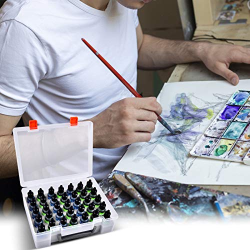 FULLCASE Alcohol Ink Storage Case, 35-Bottle Paint Organizer | Portable Case Holds 35 Small Ink or Paint Bottles for Artists, Tattoo Supplies, Crafts, Classes and Travel, Box Only