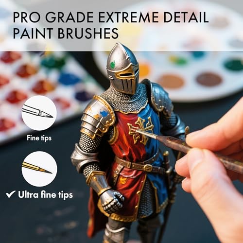 Artify Extreme Detail Paint Brushes Set, 10pcs Multi-Shape Fine Detail Brushes with Portable Bag, Ultra Fine Paint Brush Set for Miniature & Illustration Painting