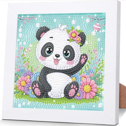 ajepon Panda Diamond Art Kit for Kids - Ages 8-12, Animal Theme with Frame - 7x7 Inch - color: CC580