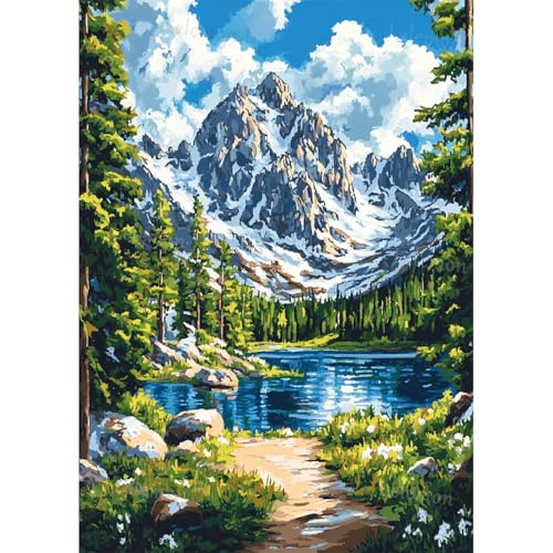 LELEMON Diamond Art Kits for Adults,Diamond Painting Kits for Adults | Rocky Mountain National Park 5d Diamond Painting Kit with Diamond Art Accessories for Home Wall Decor 12 x 16inch - color: Rocky Mountain National Park