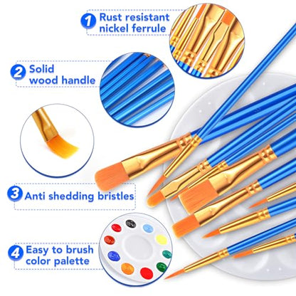 AROIC Paint Brush Palette Set,24 Pack/240Pcs Brushes and 24 Tray Palettes | Professional Artist Acrylic Brushes, Finger and Face Painting Oil Painting Watercolor Kids and Adult Painting Art Set - size: 240 Brushes 24 Palettes