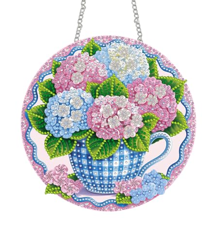 SKRYUIE Flower Hanging Pearl Diamond Art Kits for Adults Suncatcher A40 | Special Shaped Crystal DIY Hanging Diamond Painting Kit, Gift for Mother Spring Summer Window Wreath Decor 7.68 x 7.68 Inch - color: colorful-14