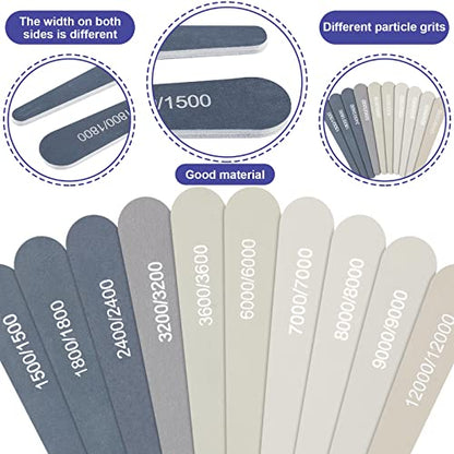 Honoson 10 Pcs Sanding Sticks for Plastic Models, High Grits, Water Drop - style: Water Drop Style