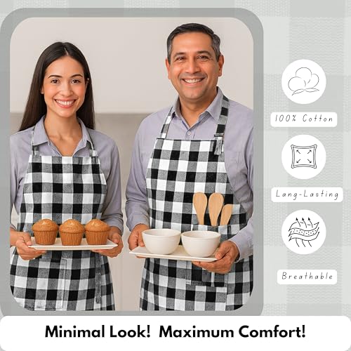 Native Fab Kitchen Apron 2 Pack - 100% Cotton Adjustable, Durable Apron with Pockets, Perfect for Cooking, Baking, Grilling - color: Indigo Blue