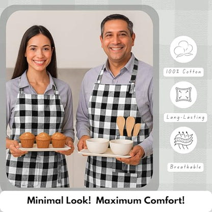 Native Fab Kitchen Apron 2 Pack - 100% Cotton Adjustable, Durable Apron with Pockets, Perfect for Cooking, Baking, Grilling - color: Indigo Blue