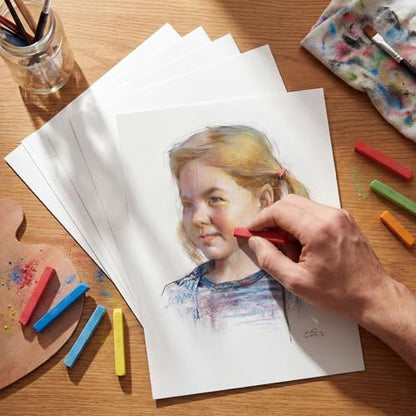 Fuyoooo 24 Sheet Sanded Pastel Paper for Artists 500 Grit Sanded Paper for Art Dry Painting Oil Pastel (9 x 12 Inch,White) - color: White