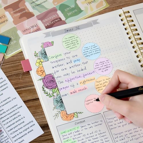 Bible Study Kit - Bible Journaling Supplies Kit for Women - Christian Gifts for Women - Highlighters and Pens with Aesthetic Bibles Journal Notebook - Bibles Accessories Annotation Kits - color: Beige