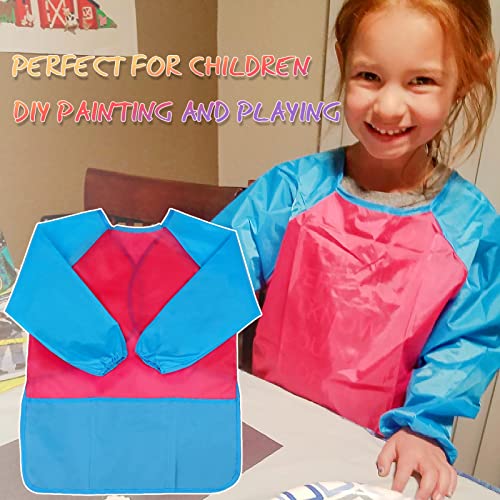 Zkptops 12 Pack Kids Art Smocks for Boys Girls Age 3-7 Years, Waterproof | Kids Painting Aprons, Paint Smocks with Long Sleeve 3 Roomy Pockets,Washable Toddler Paint Aprons,Velcro Closure,for Drawing - color: 12 Pack