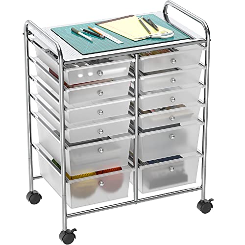 Simple Houseware 12 Drawers Rolling Utility Cart Organizer, Chrome - color: Chrome, size: 12 Drawers