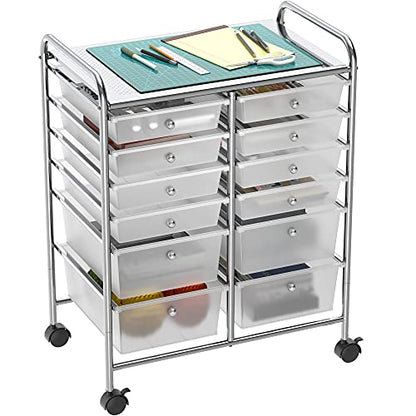 Simple Houseware 12 Drawers Rolling Utility Cart Organizer, Chrome - color: Chrome, size: 12 Drawers