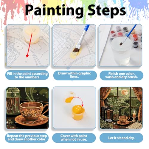 Night Paint by Numbers Kit for Adults, Paint by Number for Adults 16x20 in - color: Window