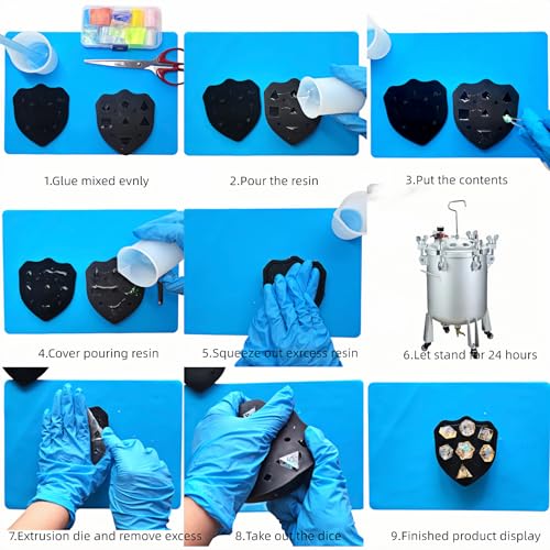 DND Dice Mold for Resin Casting, Sharp Edge Silicone Molds with Dice Making Kit, Personalized Silicone Molds for DIY Crafting of 7 Standard Polyhedra - Blue - color: Blue