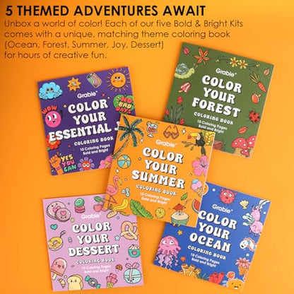 Grabie Acrylic Gel Pens Coloring Kit with Book, Pack of 12 Summer Colors - color: Summer Colors