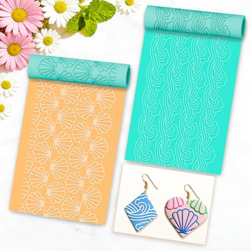 beinkmake 5Pcs Ocean Pattern Polymer Clay Texture Rollers, Plastic Clay Tools with Storage Case for DIY Jewelry Making, Scrapbooking, Pottery Crafting - color: Ocean Pattern