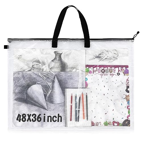 Tenceur 1 Pc 36 x 48 Inch Art Portfolio Case Large Art Portfolio Bag Folder Poster Storage Bag with Handle for Bulletin Board (Black) - color: Black