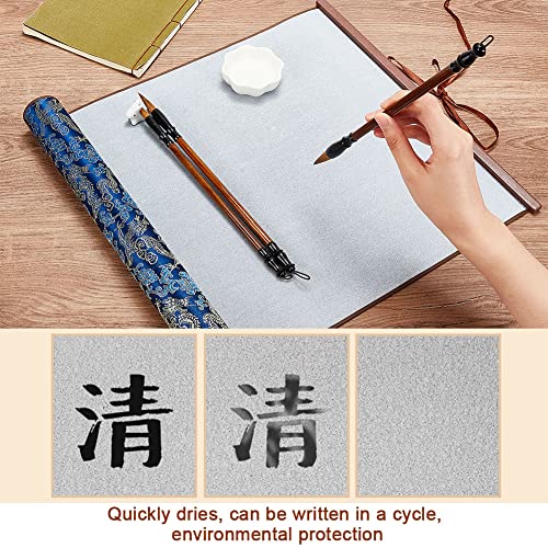 PH PandaHall 4pcs No Ink Chinese Calligraphy Set Reusable Water Writing Magic Cloth Scrolls Chinese Traditional Calligraphy Writing Brushes Pens for Beginners Professional Practice Chinese New Year