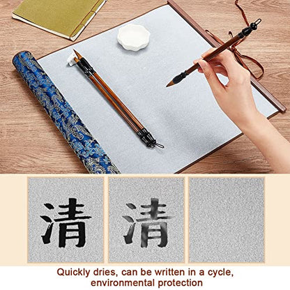 PH PandaHall 4pcs No Ink Chinese Calligraphy Set Reusable Water Writing Magic Cloth Scrolls Chinese Traditional Calligraphy Writing Brushes Pens for Beginners Professional Practice Chinese New Year