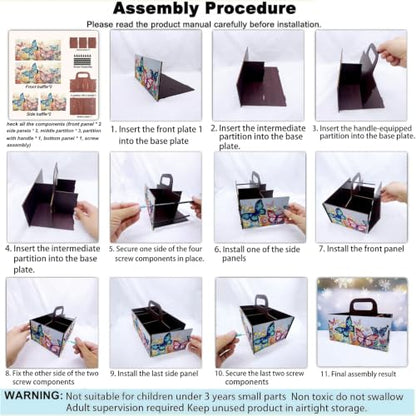 LSQFS Butterfly 5-Grid Wooden Diamond Painting Storage Box with Handle - color: Butterfly 2