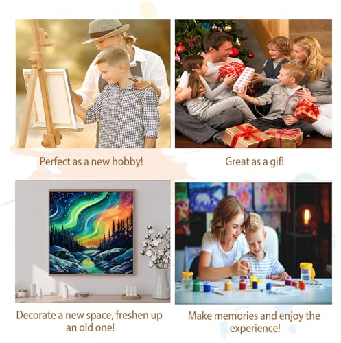 Artunion Framed Paint by Numbers Kit for Adults Beginners & Kids Ages 8-12,Aurora Paint by Number with Frame,Northern Lights Paint by Numbers Kit on Canvas 10 * 10 Inch Without Easel - color: ZXT-335-F