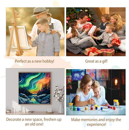 Artunion Framed Paint by Numbers Kit for Adults Beginners & Kids Ages 8-12,Aurora Paint by Number with Frame,Northern Lights Paint by Numbers Kit on Canvas 10 * 10 Inch Without Easel - color: ZXT-335-F