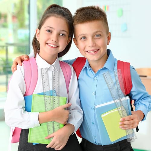 32 Pack Clear Plastic Ruler 12 Inch, Rulers Bulk for Classroom School | Transparent Ruler with Centimeters and Inches, Durable Metric Ruler, Back to School Office Home Supplies for Kids