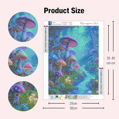 Muzagroo Art Diamond Paintings Kits for Adults 5D Round Full Drill Diamonds Art Kits for Beginners Diamond Art Paintings Gem Paintings Diamond Dots Kits 30x40cm (Mushroom) - color: Mushroom