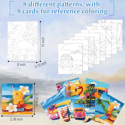 Cholemy 36 Pcs Paint and Sip Kit Gift for Adults 8''x10'',Hawaii | Pre Drawn Canvas, Painting DIY Afro Acrylic Painting Kit, Wood Easel Brushes, Date Night Bulk, Summer Halloween Party - style: Hawaii