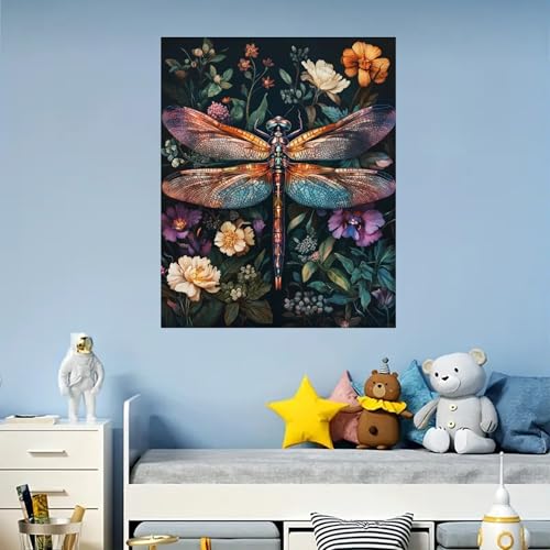Dragonfly Paint by Numbers Kit for Adults Beginner 16x20inch(Without Frame) - color: MT22774-US
