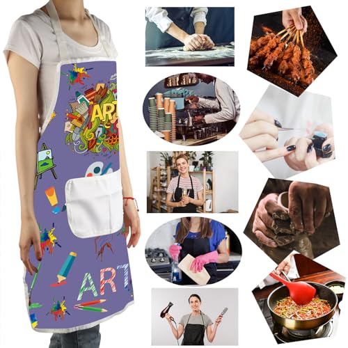 MBMSO Painting Artist Apron with Pockets Artist Painter Gifts Art Lover Gift for Art Teacher Student Painter Apron Waterproof - color: Art Apron-purple