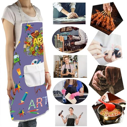 MBMSO Painting Artist Apron with Pockets Artist Painter Gifts Art Lover Gift for Art Teacher Student Painter Apron Waterproof - color: Art Apron-purple