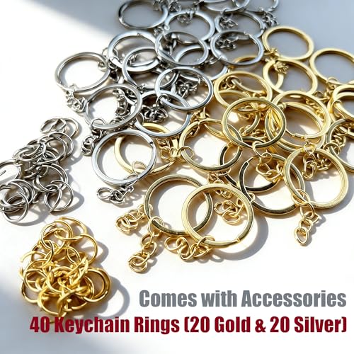 Reversed Resin Casting Alphabet Mold, Sturdy Letter & Number Silicone Mold for Epoxy Crafts, Resin Keychains, Crayons, Soap, Clay Crafts, 40 Keychain Rings (20 Gold & 20 Silver) Included - color: Classic Alphabet