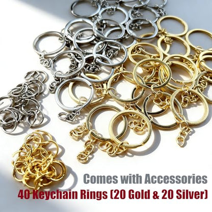 Reversed Resin Casting Alphabet Mold, Sturdy Letter & Number Silicone Mold for Epoxy Crafts, Resin Keychains, Crayons, Soap, Clay Crafts, 40 Keychain Rings (20 Gold & 20 Silver) Included - color: Classic Alphabet