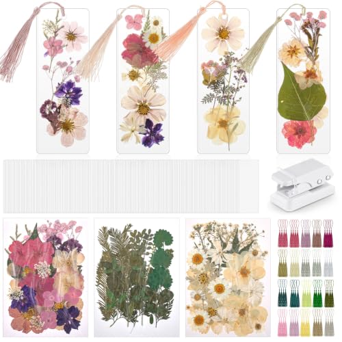 Fuyoooo 376 Pcs Pressed Flower Bookmark Kit,Boho Color,2 x 6 Inch - color: Boho Color, size: 2 x 6 Inch