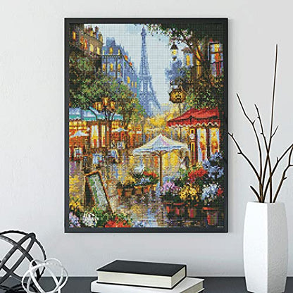 LANDFAIR Diamond Painting Kits - 15x20 inch Round Full Drill Flower Shop de Paris Diamond Art Kits for Adults - color: Flower Shop de Paris