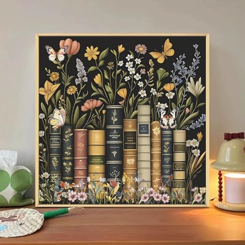 Framed Paint by Numbers Kit for Adults with Wooden Easel, Book, 16x16 inch - color: Book with Frame