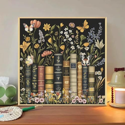 Framed Paint by Numbers Kit for Adults with Wooden Easel, Book, 16x16 inch - color: Book with Frame