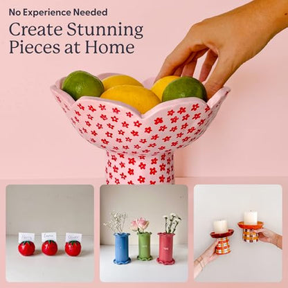 Sculpd Pottery Kit for Adults, Air Dry Clay with Tools, Pastel Tones - style: Gloss Varnish with Pastel Tones