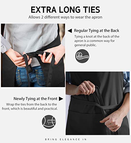 Syntus Apron for Men Women, Adjustable Cooking Kitchen Apron with 2 Pockets | Machine Washable, Firm Stitching, Stain Resistance, Long Tie Straps, 2 Pockets, Versatility, Unisex Use, Gift, BBQ - color: Basic Black, style: 2 Polyester Blend
