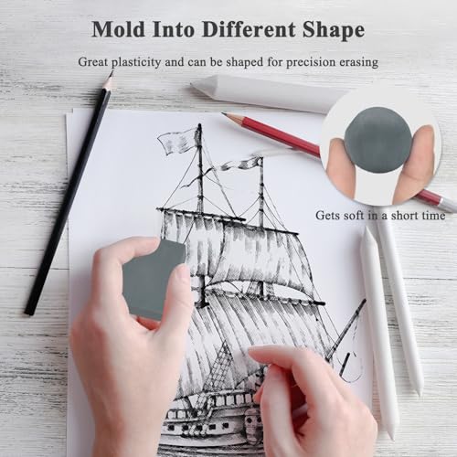 Aenir kneaded erasers for Artists, Soft Kneadable Eraser for Drawing 2 Pack | Moldable Rubber for Sketching, Art Erasers for Drawing with Storage Case, Moldable & Flexible, Clean Removal