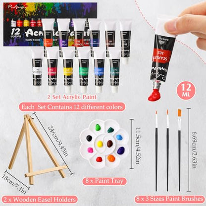 Cholemy 36 Pcs Paint and Sip Kit Gift for Adults 8''x10'',Modern Woman | Pre Drawn Canvas, Painting DIY Afro Acrylic Painting Kit, Wood Easel Brushes, Date Night Bulk, Summer Halloween Party - style: Modern Woman