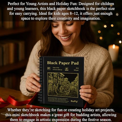 SuFly Black Paper Drawing Pad, 60 Sheets Large Sketch Book 11x14, Spiral Bound - Hardcover,90lb/150gsm Black Paper Notebook for Gel Pens. - color: Black, size: 11-x-14-inch:1 Pack