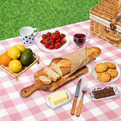 Oigco Pink Gingham Tablecloth - 3 Pack 54" × 108" Rectangle Disposable Pink and White Checkered Tablecloth, Picnic Table Cover for Party, Wedding, Birthday - color: Pink Gingham