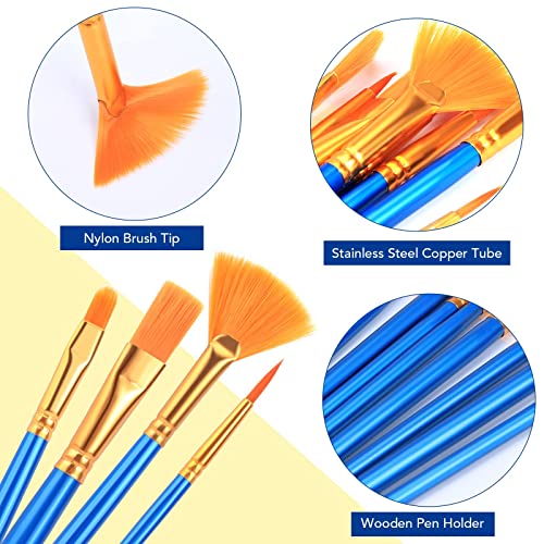AROIC Acrylic Paint Brush Set, 100 Packs / 1500Pcs Nylon Hair Paint Brushes | All Purpose Oil Watercolor Face Body Rock Painting Artist, Small Painting Brush Kits for Kids Adult Drawing - size: 1500pcs