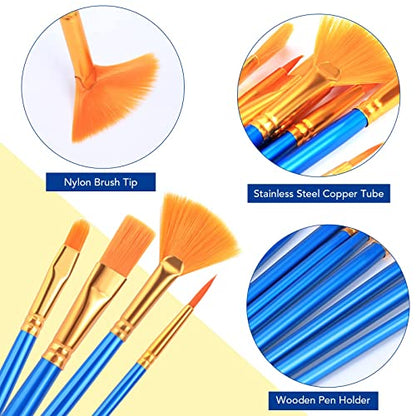 AROIC Acrylic Paint Brush Set, 100 Packs / 1500Pcs Nylon Hair Paint Brushes | All Purpose Oil Watercolor Face Body Rock Painting Artist, Small Painting Brush Kits for Kids Adult Drawing - size: 1500pcs