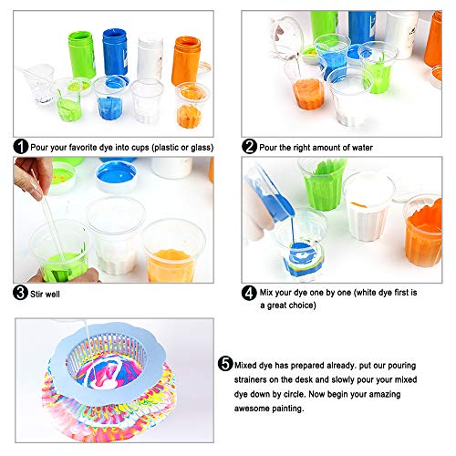 5P Acrylic Pouring Strainers Fluid Art Tools DIY Abstract Pour Painting | Silicone & Plastic Strainers With Unique Hole Patterns. Easy To Clean, Reusable for Acrylic Pouring And Flow Painting.