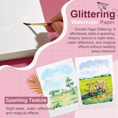rubens Watercolor Paper Pad, 5.3 x 7.6 in Glitter Hot Pressed Papers - color: 5.31”x7.68”