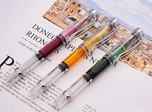 3PCS Yongsheng 3009 Piston-Filled flexible Brush Tip Fountain Pen Fine to Broad For Sketch,Drawing,Scrapbook and Calligraphy Painting - color: Fountain Pen Brush
