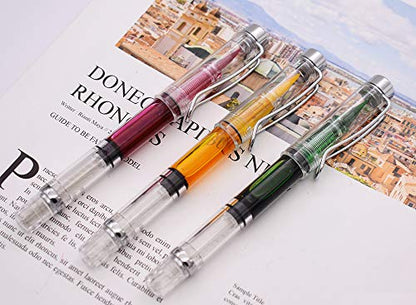 3PCS Yongsheng 3009 Piston-Filled flexible Brush Tip Fountain Pen Fine to Broad For Sketch,Drawing,Scrapbook and Calligraphy Painting - color: Fountain Pen Brush